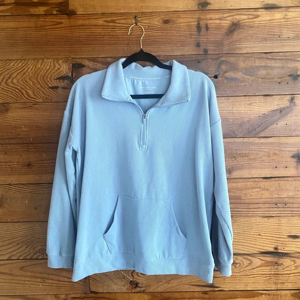 Marc New York Ladies' Ribbed Quarter Zip Blue size Medium